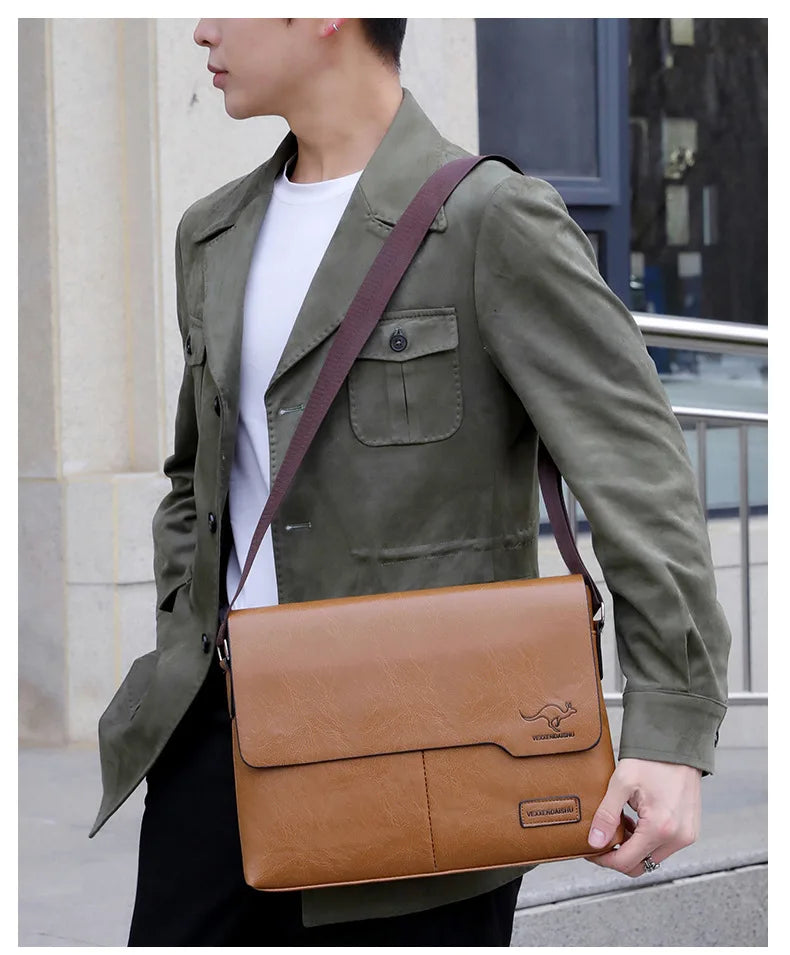 Luxury Brand Men Shoulder Bag For IPAD Leather Business Handbag Men Messenger Bag Large Side Sling Bag Fashion Man Crossbody Bag