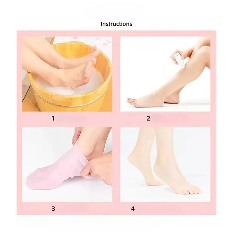 1 Pair Silicone Moisturizing Socks Exfoliating Gel Heel Socks Callus Cracked Dead Skin Remove Protector Pain Relief Foot Care