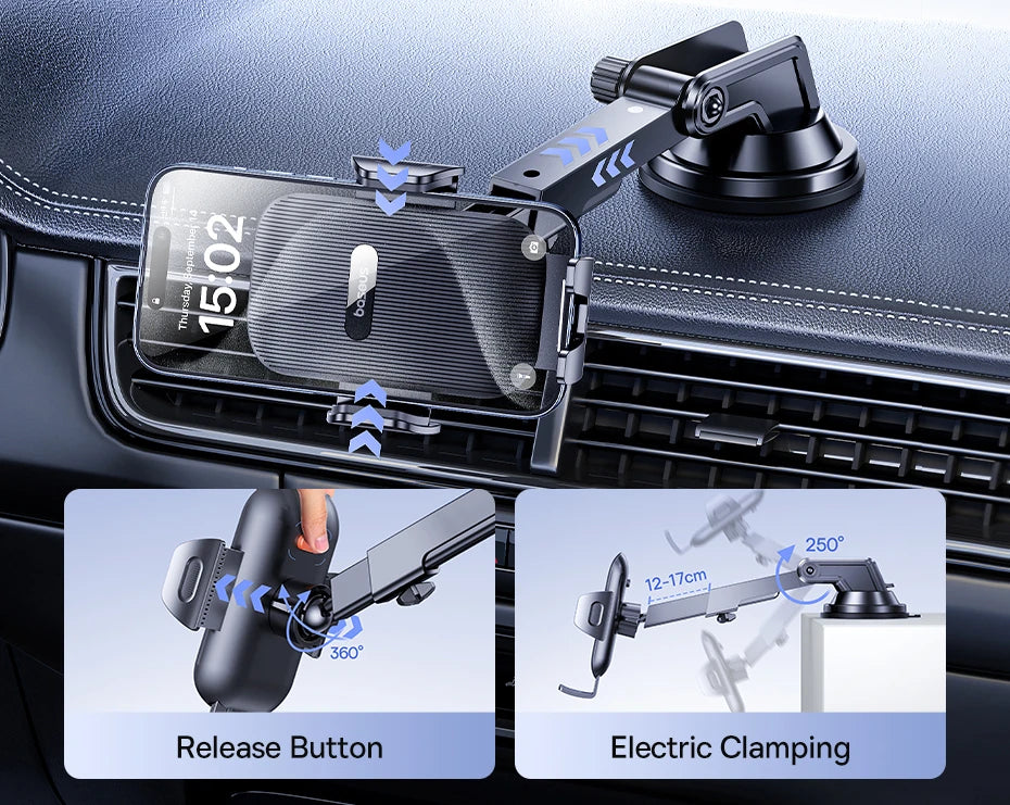 Baseus Car Phone Holder Sucker for Dashboard Windshield Vent Mobile Car Holder Clamp For iPhone Pro Max X Xiaomi Huawei Samsung