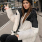 YJKDYK 2024 Winter Women's Cotton Jacket Female Contrast Hooded Thicken Warm Parkas Coats Top Women Street Fashion Jacket