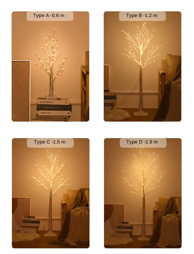 Christmas Decoration LED Birch Tree Bedroom Light for Landscape Luminous Decoration New Year DIY Decor Christmas Tree Party Gift