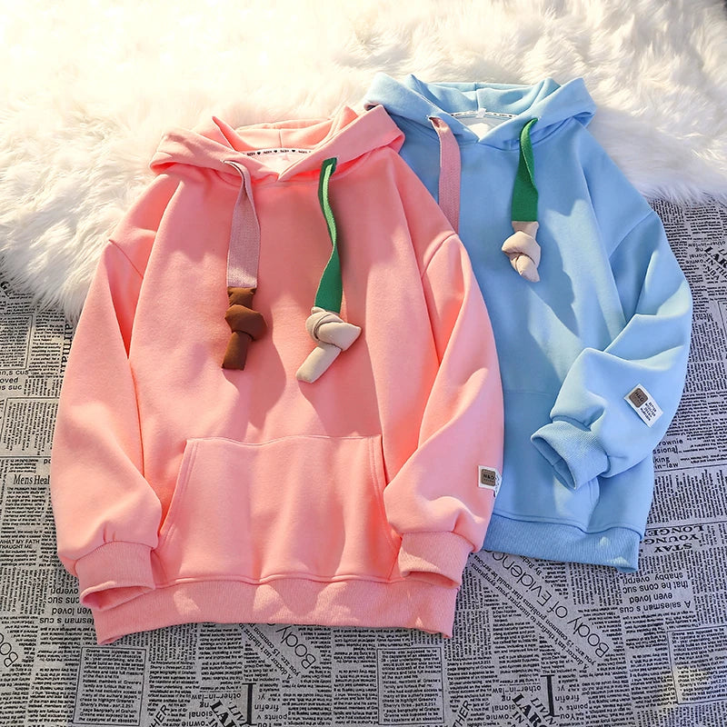 100% Cotton High Quality Candy Color Cute Kawaii New in Hoodies Sweatshirts for Women Winter Spring Japanese Streetwear Hoodie