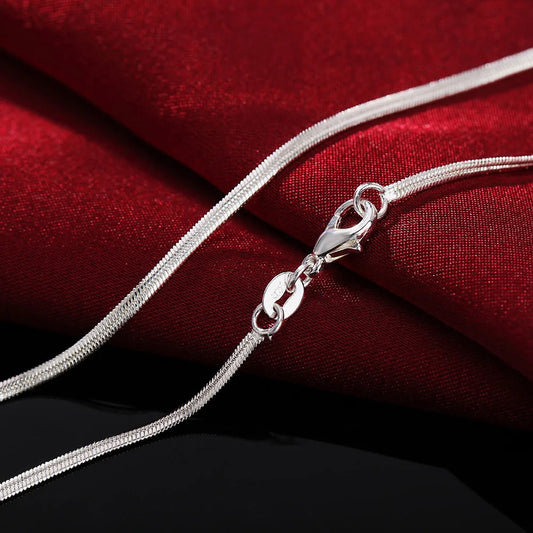 925 sterling Silver 16-30 Inches 2MM Flat snake bone chain Necklace for Women Men Fashion Party Wedding Accessories Jewelry Gift