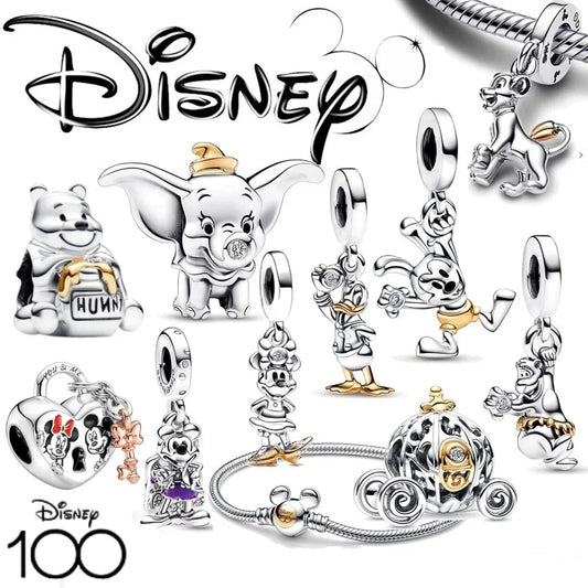 Disney 100th Pumpkin Car Charm Mickey Deer Dumbo Beads For Original Pandora Minnie 925 Silver Bracelet DIY Pendant Charm Jewelry