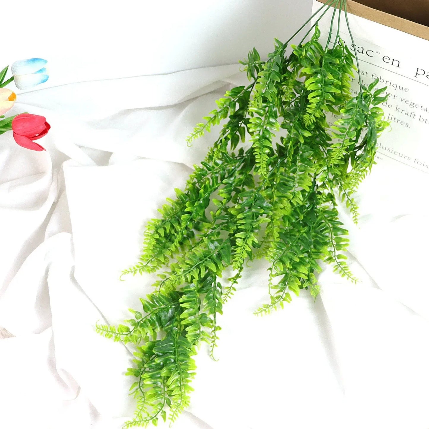 90CM Artificial Persian Fern Leaves Vines Plants Plastic Grass Hhome Room Decor Hanging Fake Plant Leaf Wedding Party Wall Decor