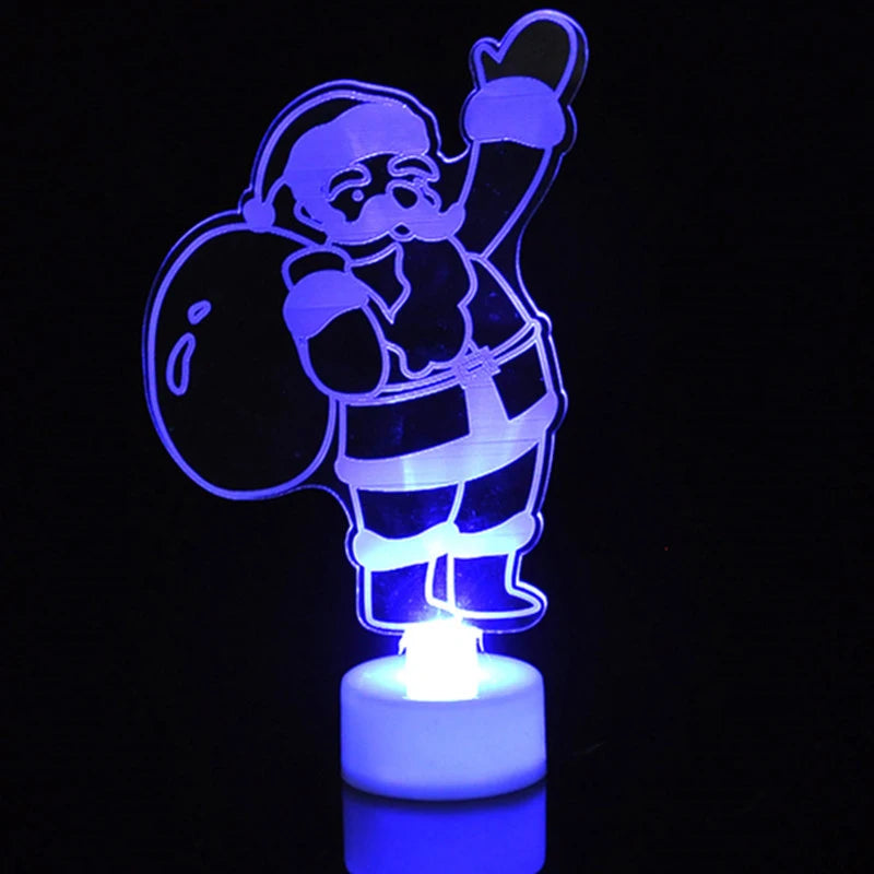 LED Mini Night Lights Colorful Flashing Lights Snowman Lamp Christmas Ornament Birthday Party New Year's Decor Festive Lighting