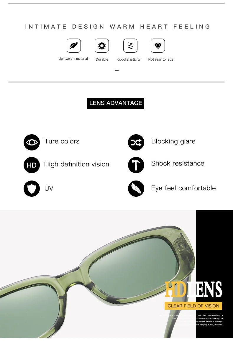 2023 New Retro Small Sunglasses Men's and Women's Fashion Trendy Vintage Popular Square Frame Rectangle Sunglasses UV Protection