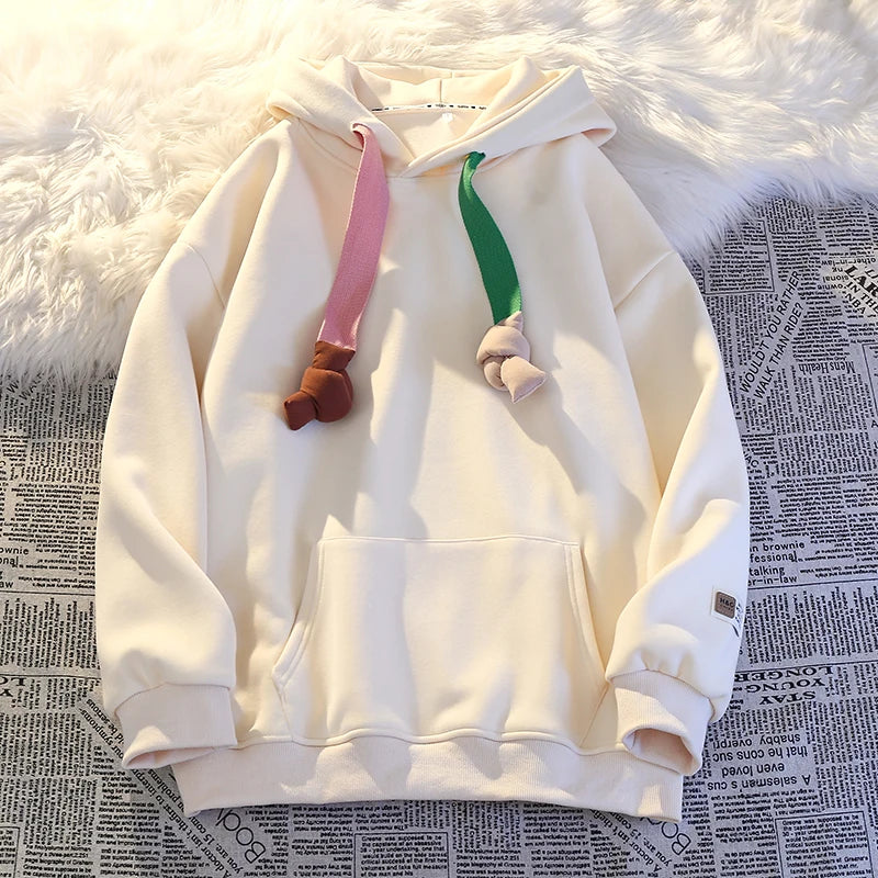 100% Cotton High Quality Candy Color Cute Kawaii New in Hoodies Sweatshirts for Women Winter Spring Japanese Streetwear Hoodie