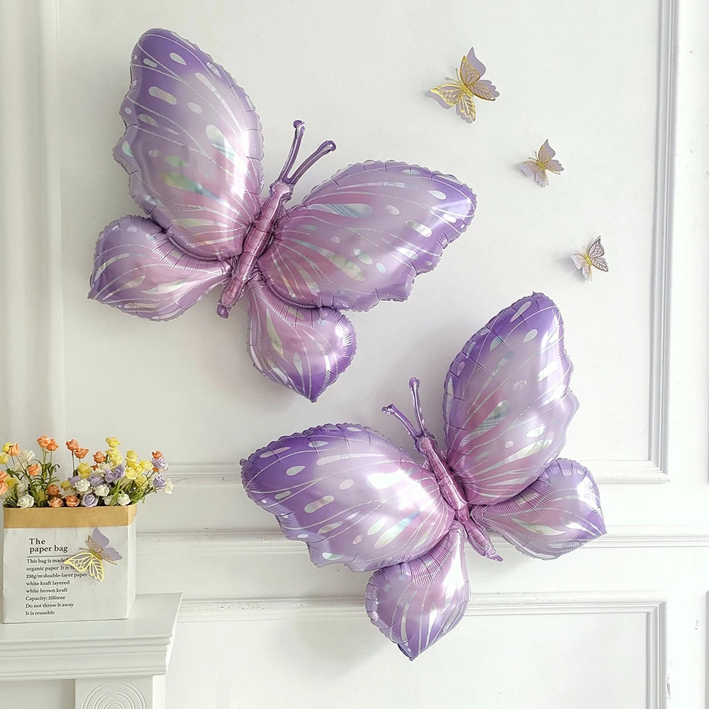 Large Butterfly Foil Balloon 3D Butterfly Fairy Helium Balloons Girls Birthday Party Decorations Kids Toy Gift Wedding Supplies