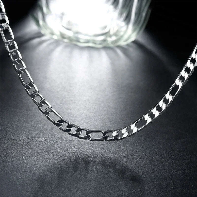 Bulbusbow Men’s 925 Sterling Silver Figaro Chain Necklace in 4MM, 6MM, 8MM, and 12MM | Unisex Fashion Jewelry