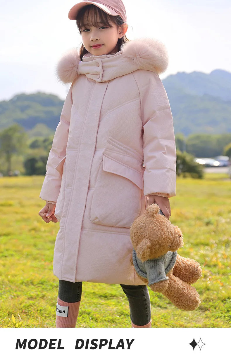 2024 Winter warm Down jacket kids toddler girl clothes Girls clothing Thicken Parka Hooded Outerwear Coats Children snow suit