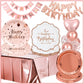 Rose Gold Birthday Decoration Kit Girls Paper Plates Cups Napinks Tablecloth Background Balloons Tableware Supplies Deco Set Kid