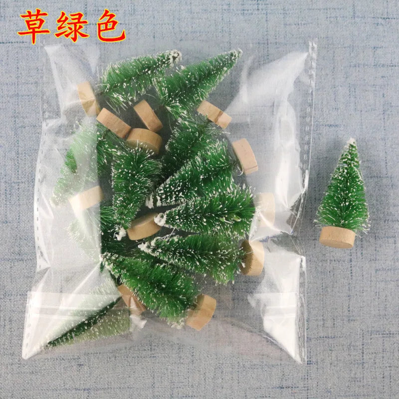 12 Pieces Mini Christmas Tree Sisal Silk Cedar Table Top Decorations Small Christmas Tree Gold Mini Tree Window DIY Decorations