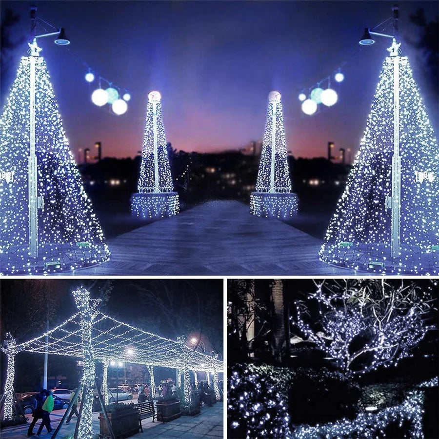 Outdoor 8 Modes 50M 500 LED Christmas Fairy String Lights for Party Wedding Garland Xmas Tree Garden Decoration Holiday Lighting