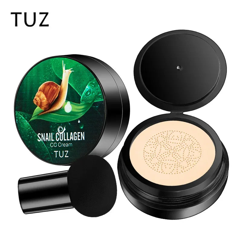 كريم BB من Snail Collagen Mushroom Head Air Cushion Foundation كريم CC سائل إخفاء العيوب تفتيح البشرة التحكم في الزيوت مستحضرات التجميل