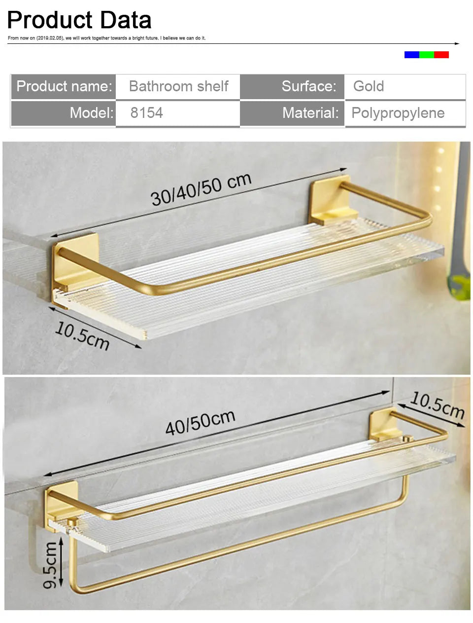 DOOKOLE Bathroom Floating Shelves Gold, Wall Mounted Storage Shelves with Towel Bar for Bathroom, Kitchen, Bedroom