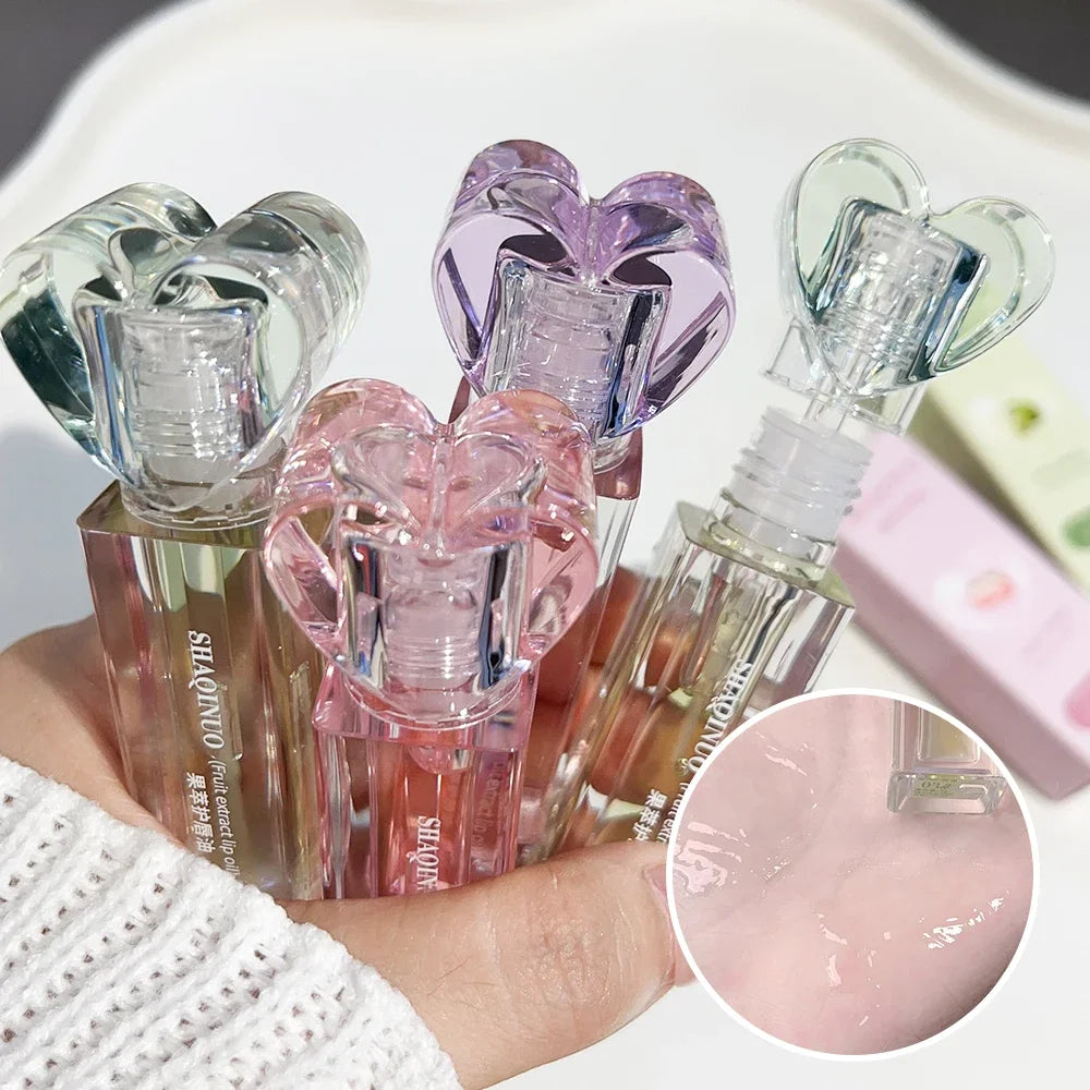 Transparent Jelly Lip Oil Plumping Mirror Lip Gloss Moisturizing Lasting Water Light Peach Lipstick Women Lips Makeup Cosmetics