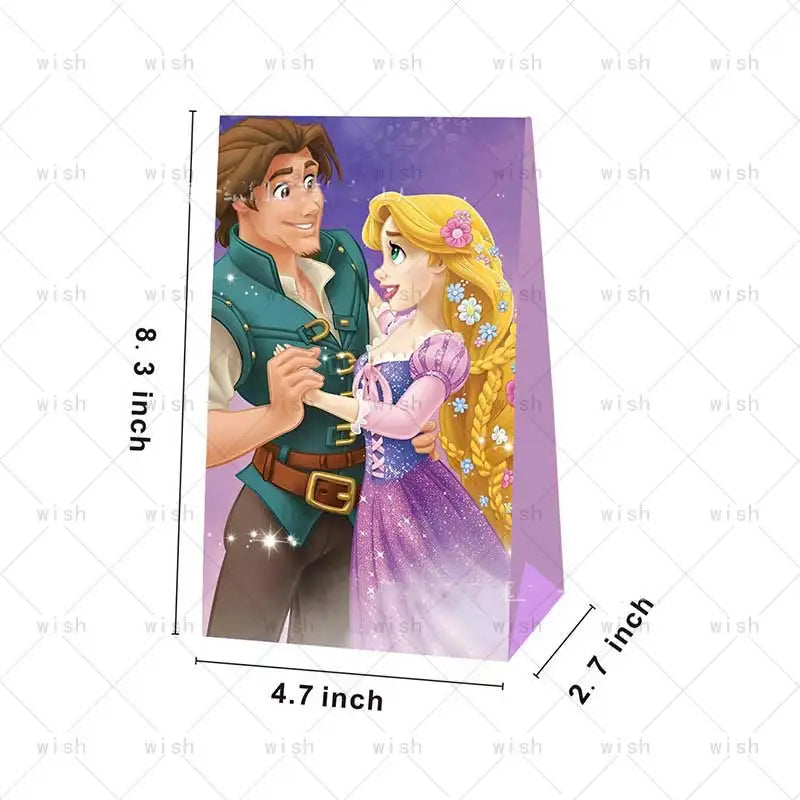 Disney Princess Rapunzel Paper Tangled Gift Bag Girl Birthday Party Supplies Cookies Candy Snack Bag Baby Shower Wed Decor