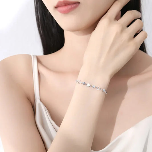 925 Sterling Silver Heart Shaped Bracelet For Women Retro Korean Versatile Zircon Charm Bracelets Original Party Jewelry Gifts