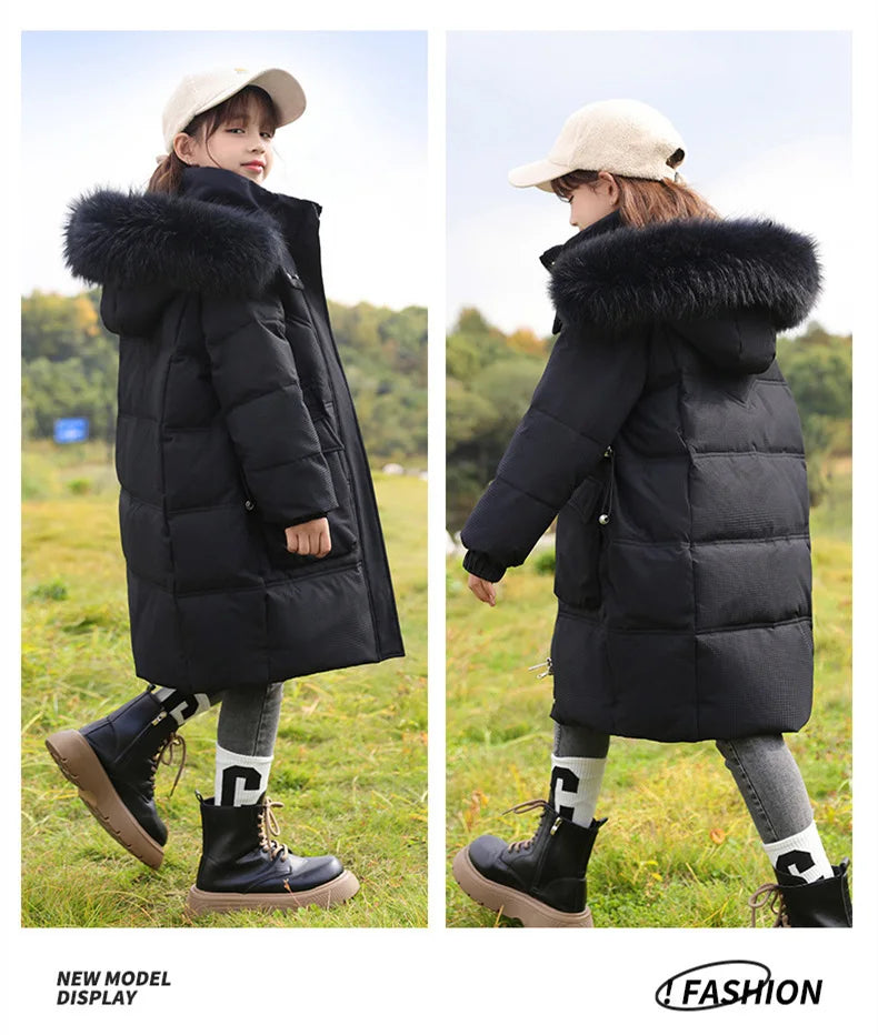 2024 Winter warm Down jacket kids toddler girl clothes Girls clothing Thicken Parka Hooded Outerwear Coats Children snow suit