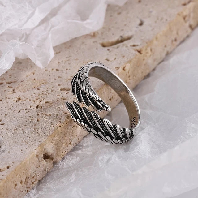 925 Sterling Silver Rings Fashion Hip Hop Vintage Couples Creative Wings Design Thai Silver Party Jewelry Birthday Gifts