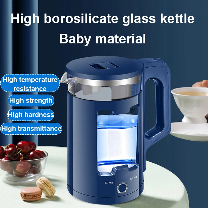 Electric Kettle  DMWD 2.2L Quick Heating Hot Water Boiling Teapot Glass Blue Light Heater Pot Boiler Auto-Power Off Cooker 220V