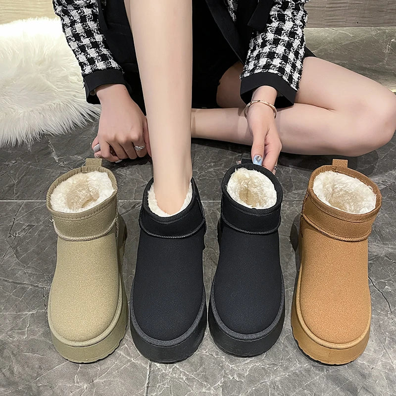 2024 New Classic Thickened Fluff Women's Snow Boots Comfortable Warm Ankle Boots Women Winter Ladies Shoes Chunky Botas Mujer