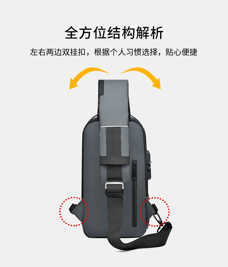 Fashion Men's Chest Bag Waist Packs High Quality Oxford Crossbody Bag Chest Pack Anti-theft Design Men's Handbag Shoulder Bag