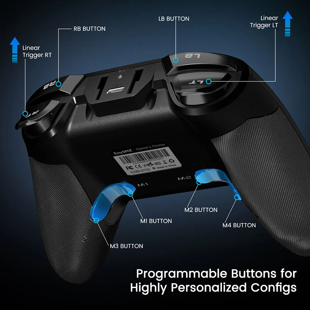 EasySMX 9110 Wireless Gamepad, 2.4G PC Controller with Customized Buttons Joystick for PC Windows, PS3, Android Smart TV