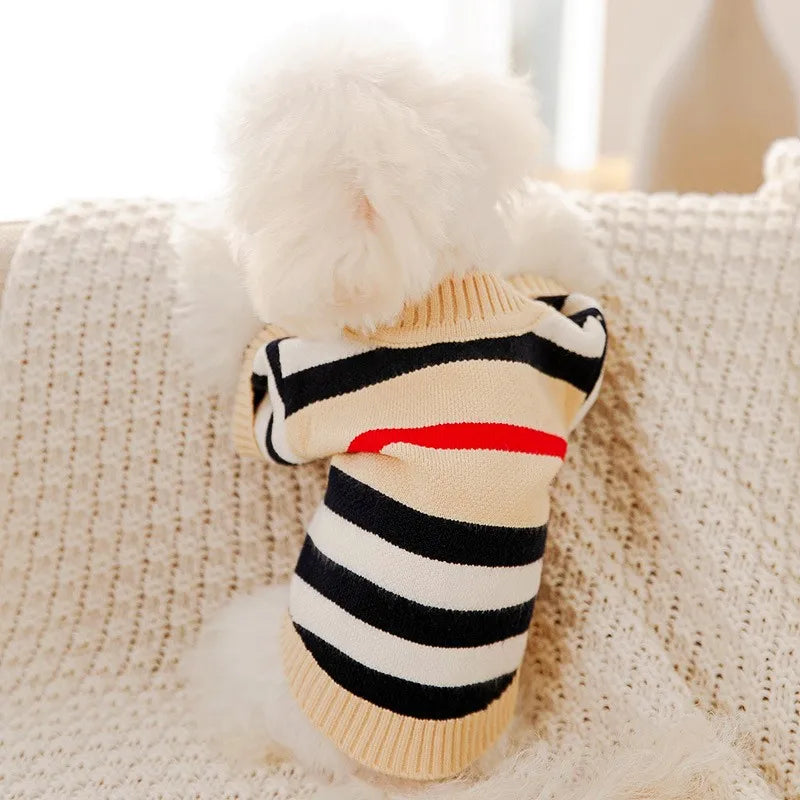 Luxury Dog Clothes Chihuahua Pet Striped Cardigan Sweater Bichon Frise Puppy Kitten Dog Warm Coat Cat Dog Accessories Pet Outfit