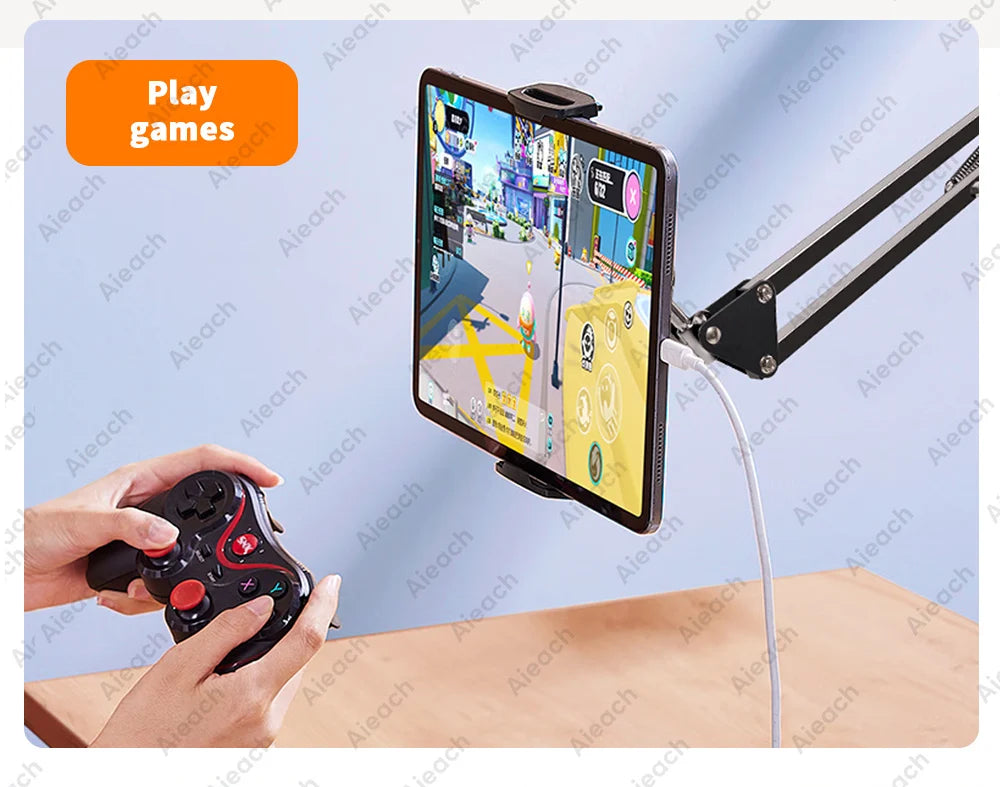 Adjustable Bed Tablet Stand for 4-12.9 inches Mobile Phones Tablets Aluminum Arm Bed Desk Tablet Mount Support for iPad Mini