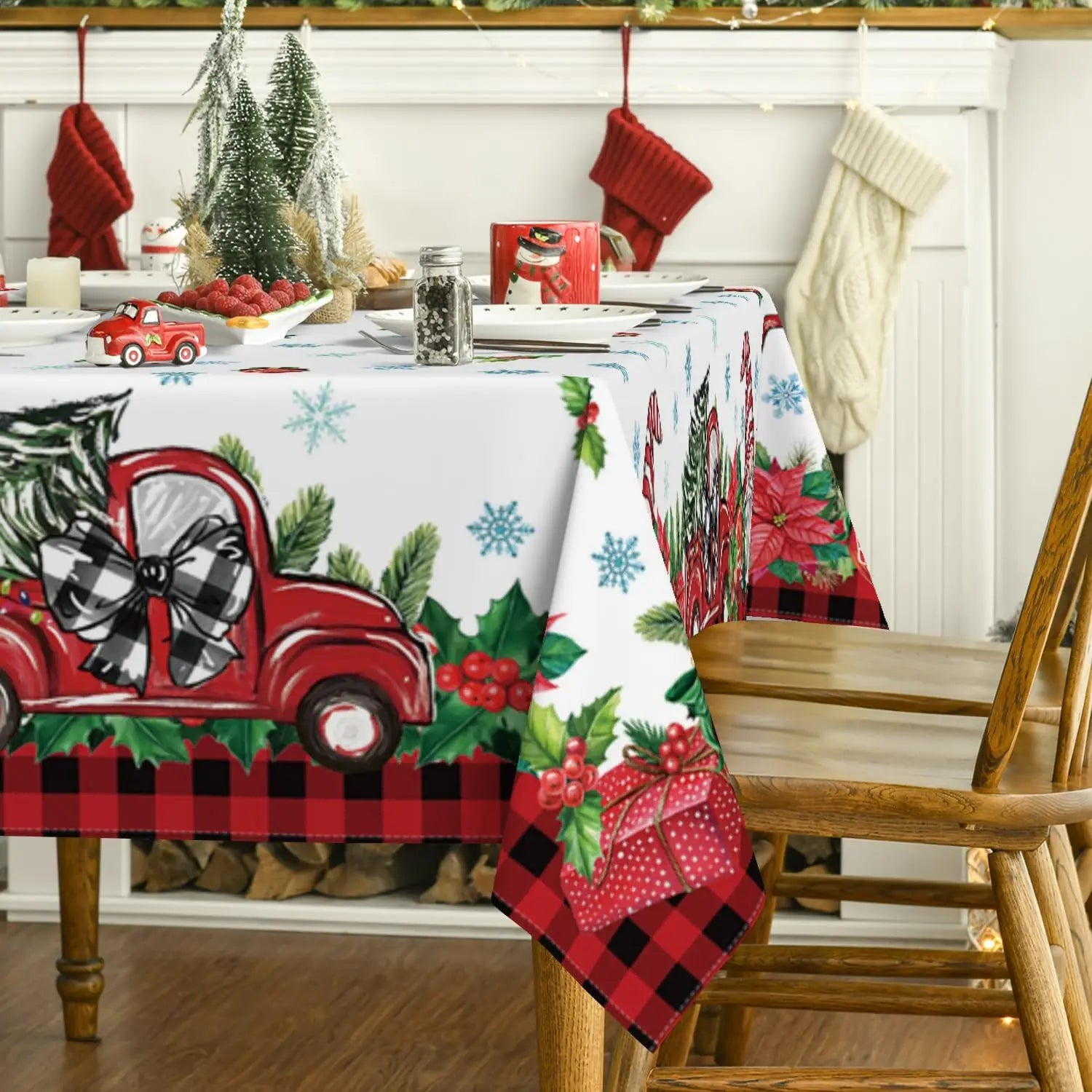 Christmas Santa Claus Red rectangle Tablecloth Holiday party decorations waterproof Tablecloth for table Xmas Party supplies