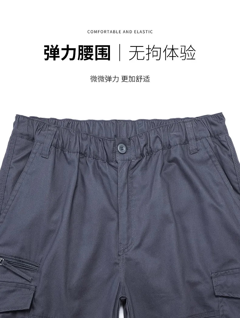 Summer Men's Cargo Shorts Loose Casual Below Knee Pants Elastic Waist Plus Size Outdoor Jogging Tactical Capri Pants