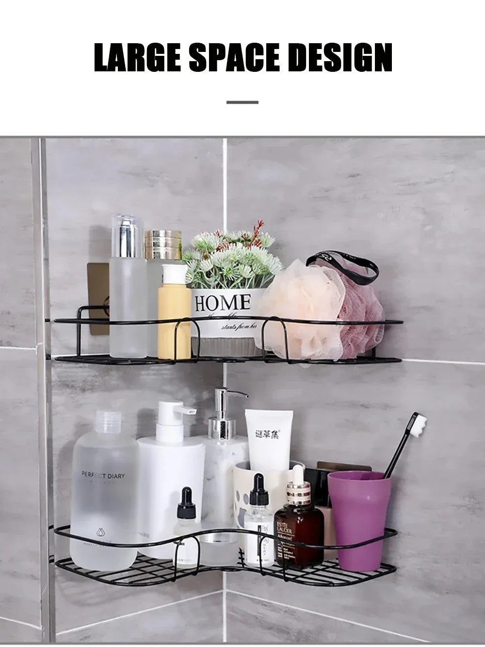 Toilet Storage Rack Bathroom Shelf No-Drill Corner Shelf Shower Wall Mounted Shelf Bracket Bathroom Accessory Organizer Shampoo