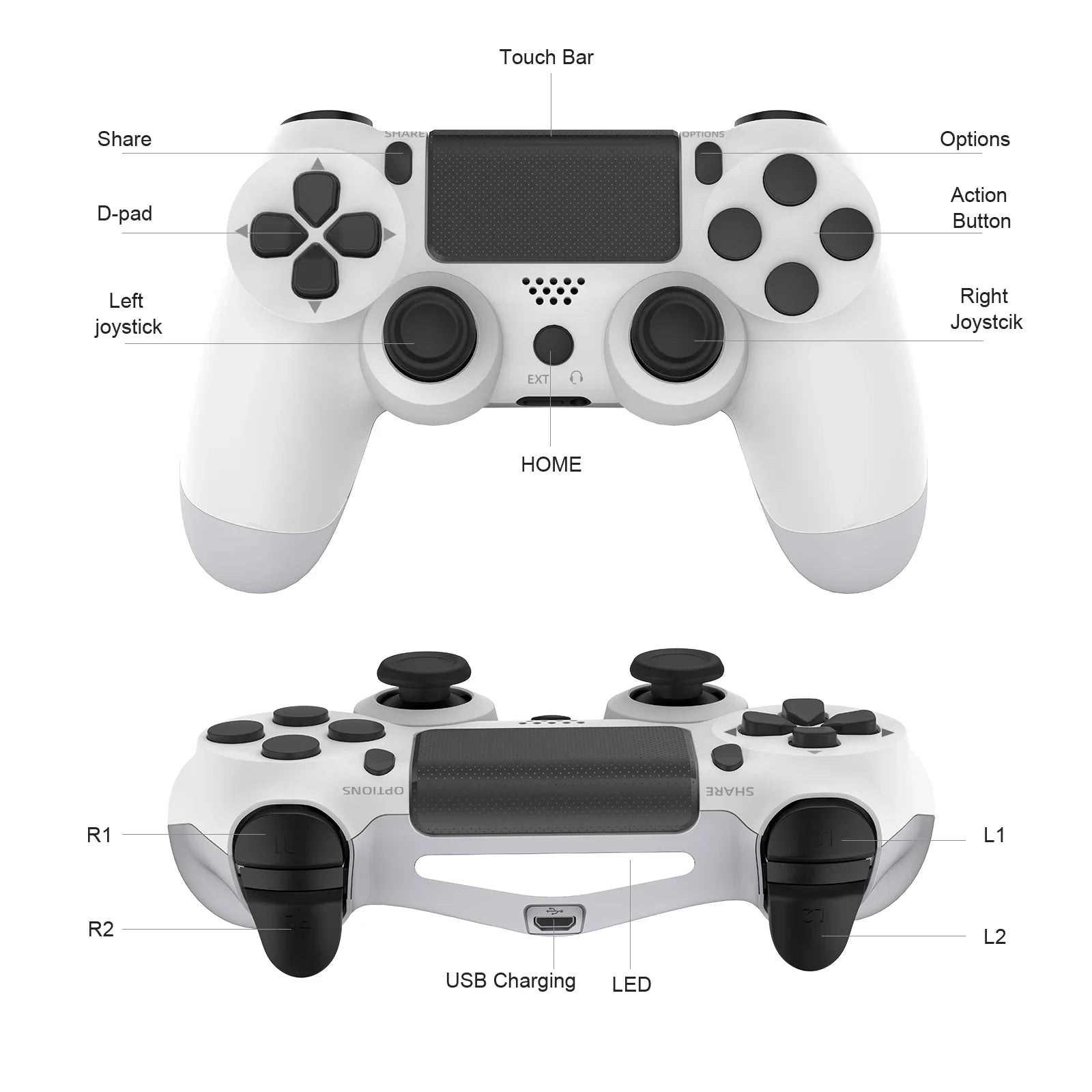 Wireless Game Controller Bluetooth No-Delay Gamepad For PS4 PS3 Console Six-Axis Dual Vibration PC Gaming Joystick With Touchpad