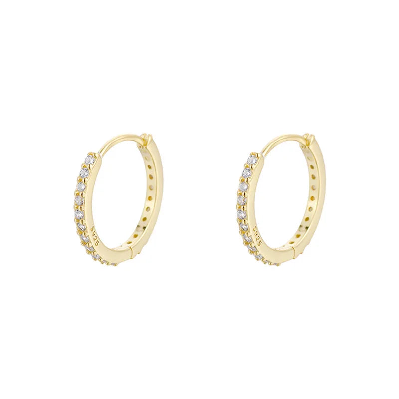  Bulbusbow | Elegant Zircon-Adorned Silver Hoop Earrings for Women 