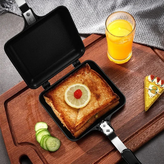 Aluminum Frying Pan Double-sided Non Stick Pans Breakfast Sandwich Bread Mold Fried Eggs Steak Baking Pan Household Cooking Tool