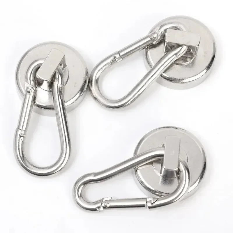 4/1pcs Strong Neodymium Magnetic Hooks 360°Rotating Carabiner Magnet Ring Keychain Hook Home Kitchen Bathroom Hanging Hangers