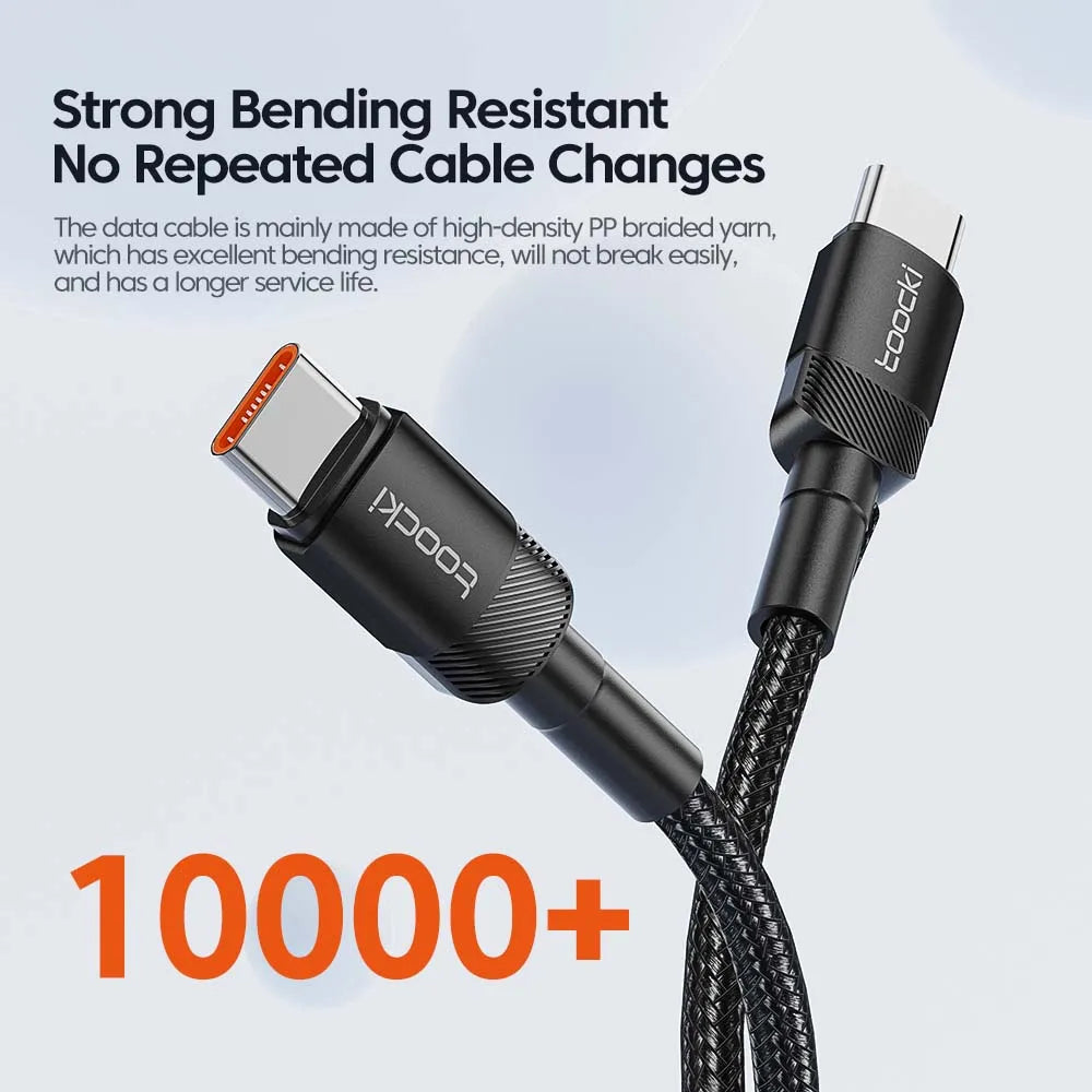 كابل Toocki 100 وات من النوع C إلى USB C بتقنية PD 3.0 للشحن السريع 4.0 من النوع C إلى النوع C لأجهزة iPhone 15 وMacbook وSamsung وXiaomi