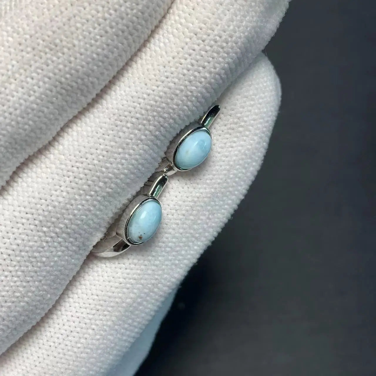 HEYYA STONE Natural Larimar Hoop Earrings 925 sterling silver Simple Classic Round Circle Gemstone Jewelry