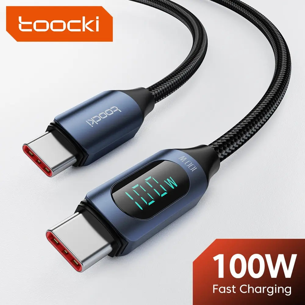 Toocki Type C 转 Type C 数据线 100W PD 快速充电器 USB C 转 USB C 显示屏数据线 适用于小米 POCO F3 Realme Macbook iPad