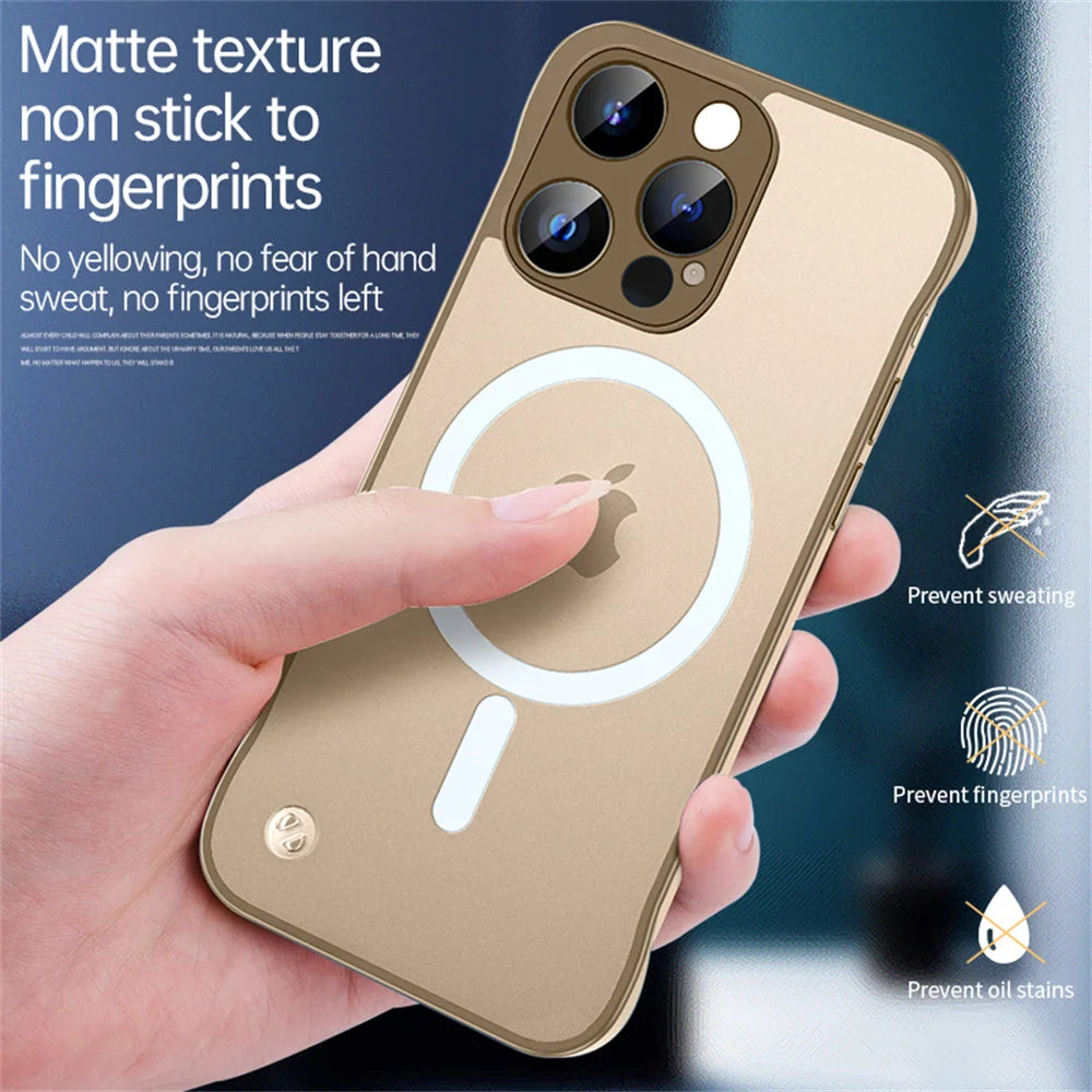 Ultra Thin Magnetic Frameless Transparent Phone Case For iPhone 16 15 11 12 13 14 Pro Max For Magsafe Soft Protection Back Cover