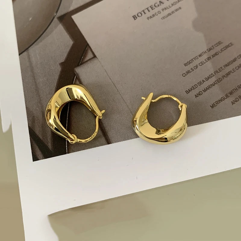 PONYKISS 925 Silver Round Geometric Hoop Earrings For Fashion Women Classic Fine Jewelry Minimalist Accessories