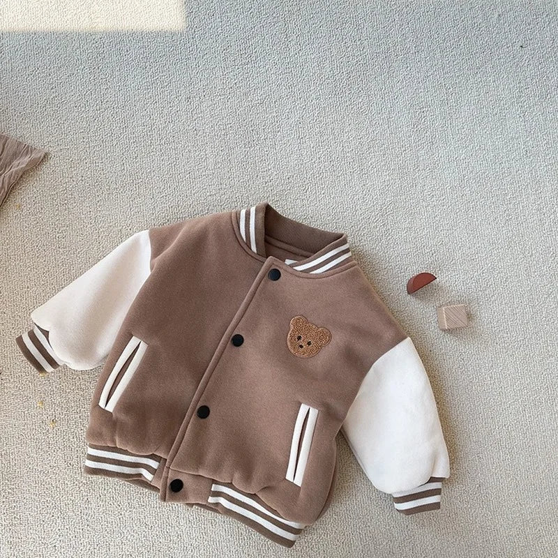 Baby Jacket Casual Baseball Uniform Jacket Outerwear Kids Coat Toddler Infant Baby Boys Girls Clothes Cute Fleece Winter Warm