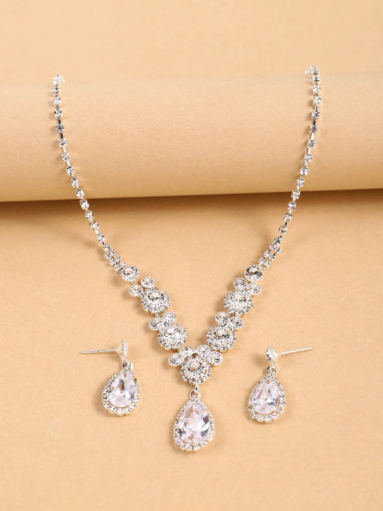 3pcs Women's Jewelry Set Rhinestone Earrings Necklace New Wedding Party Luxury Fashion Accessories