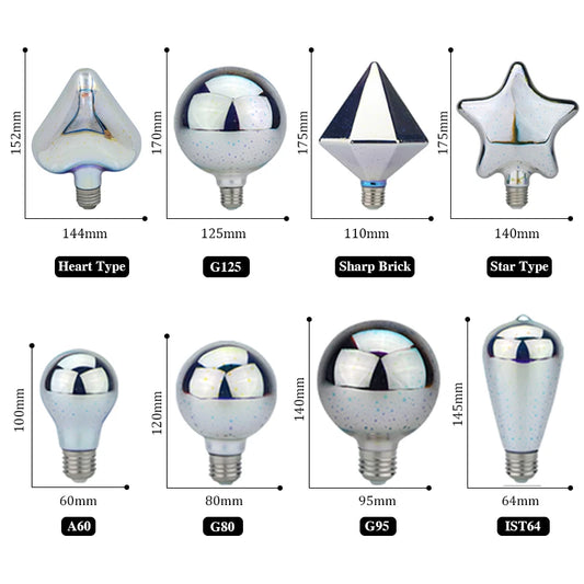 4pcs/lot LED Light Edison Bulb 3D Decoration Bulb 110V 220V A60 ST64 G95 G80 E27 Holiday Lights Novelty Christmas Lamp Lamparas