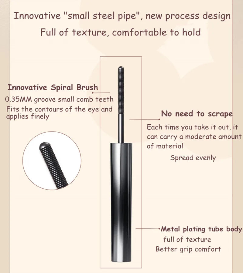 Judydoll Steel Tube Mascara Eyelash Primer Non-Smudge Waterproof Dense Curl Manga Eyes Lash Extension Enlarge Eyes Applicator