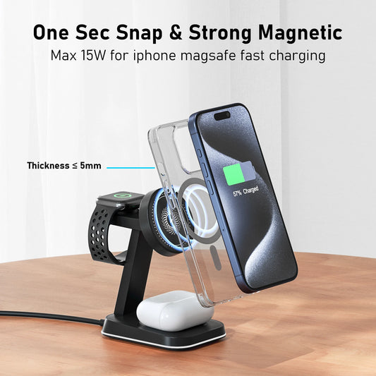 New Magnetic Wireless Charger For iPhone 15 14 13 12 Pro Max/Mini/Plus/ iWatch/Airpods Foldable Wireless Charging Station 3in1