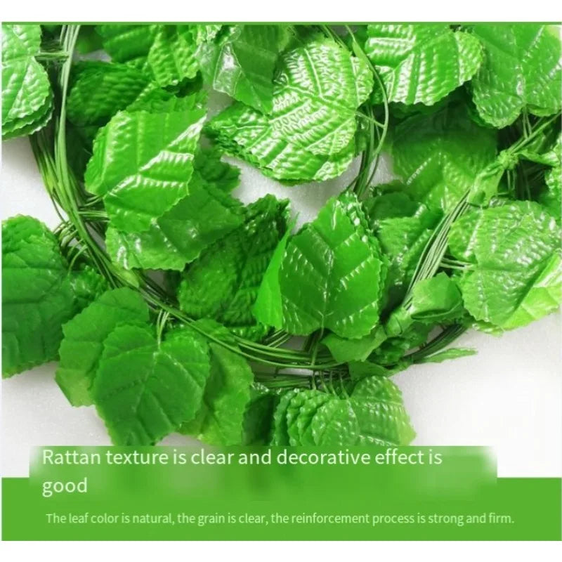 2.2M Green Lvy LeafArtificial Plant Garland SilkWall Hanging VineWedding Party DlY FakeWreath Leaves HomeGarden Decoration