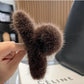 Real Mink Fur Barrettes Winter Fluffy Hair Claw Elegant Acrylic Hairpins Clip Crab Headwear for Women Girls Hair Accessories